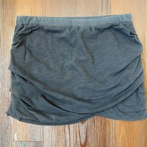 Monrow Black Ruched Wrap Mini Skirt